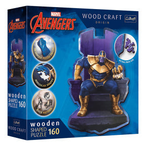 Trefl Wood Craft Marvel Avengers Thanos on Throne 160-piece wooden puzzle.