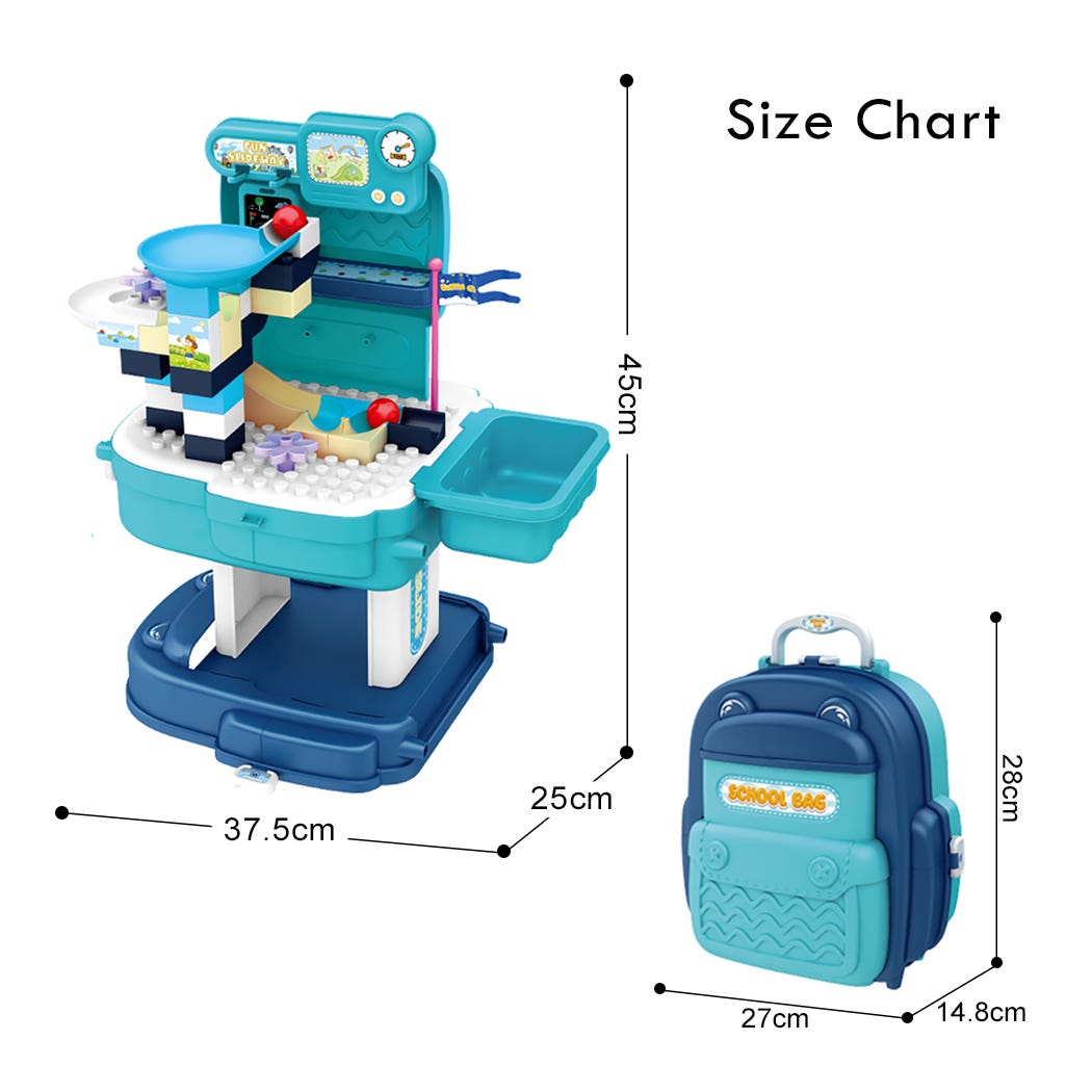 Little Story Theme Park Toy Set School Bag 52 Pcs- Blue