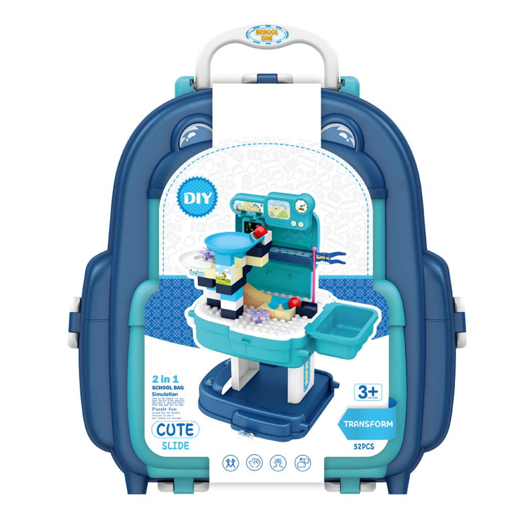 Little Story Theme Park Toy Set School Bag 52 Pcs- Blue