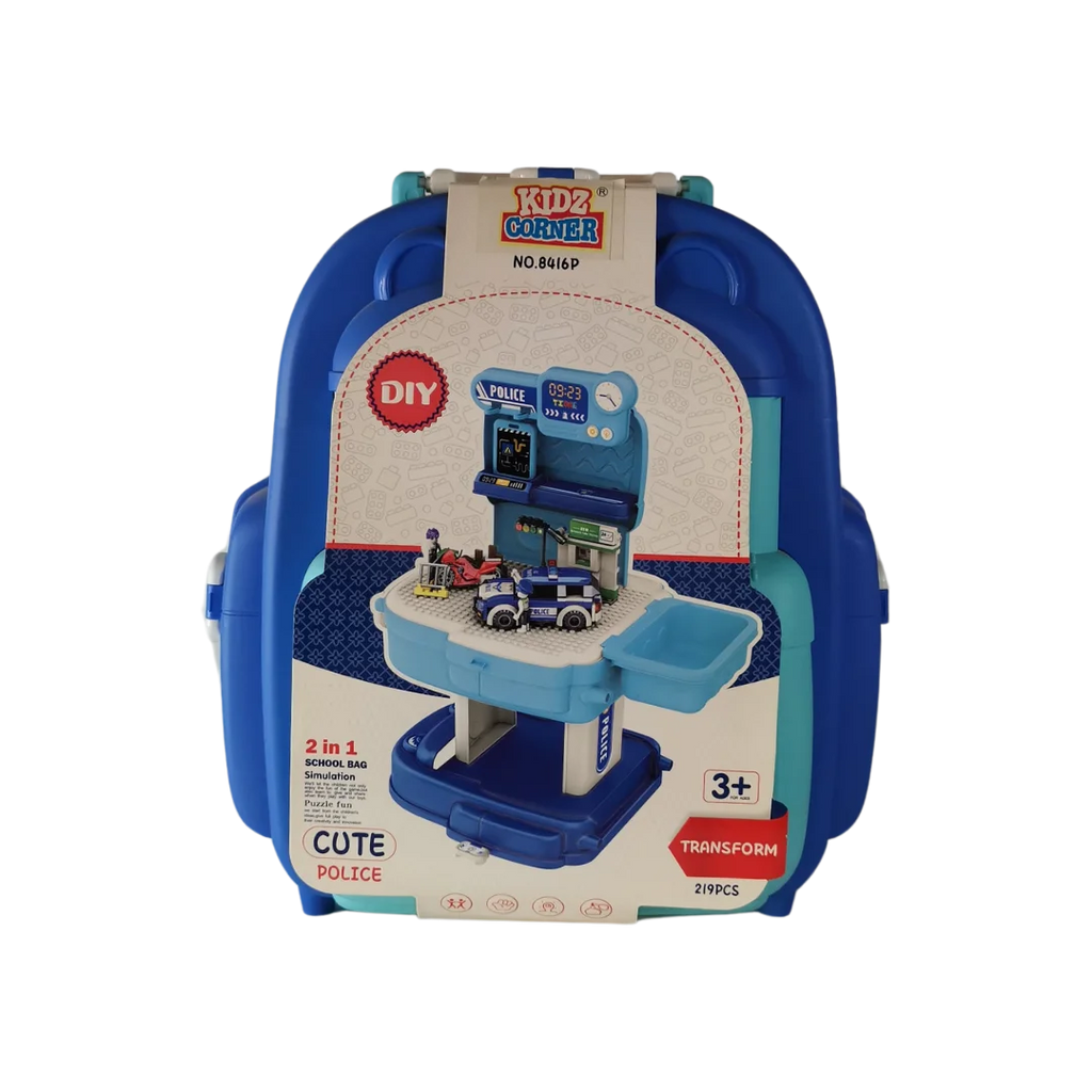 2 In 1 School Bag  Police Lego Set
