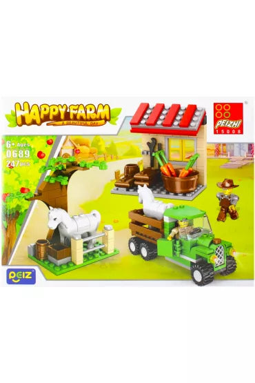 Happy Fram With A Truck And A House Barn Building Block Series