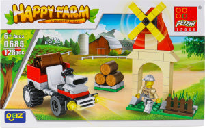 Happy Farm Building Block Set With A Farm Theme, Including A Tractor, A Windmill, And A Farmer Figure