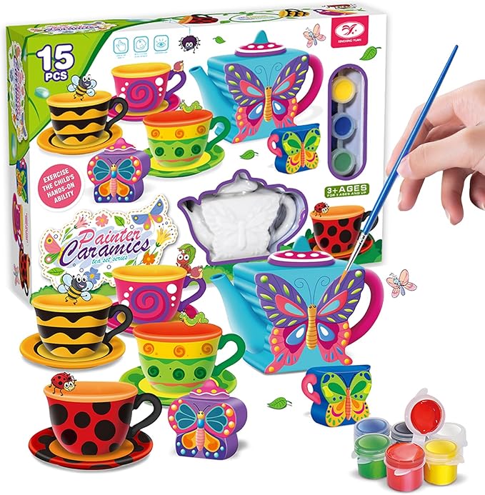 Butterfly Painting  Ceramic Tea Set