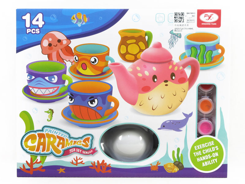 DIY Painted Ceramic Tea Set