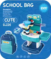 Little Story Theme Park Toy Set School Bag 52 Pcs- Blue