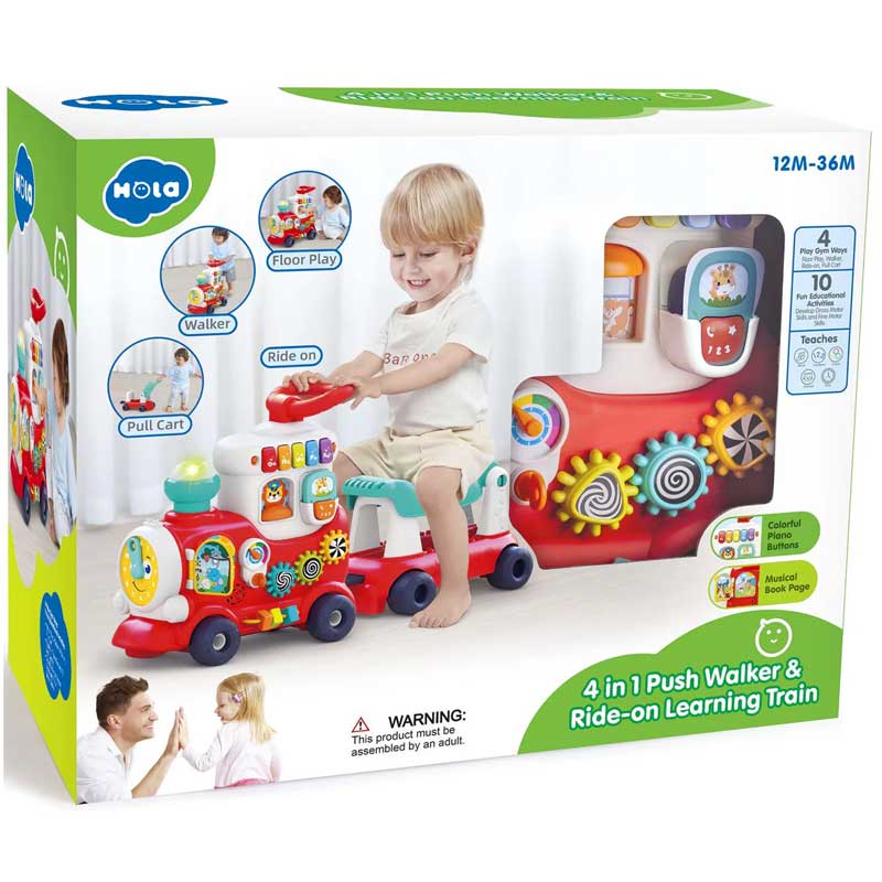 4 In 1 Push Walker And Ride On Learning Train