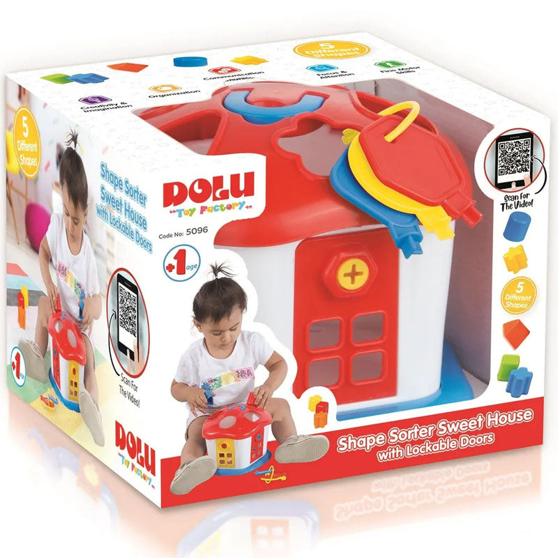 Dolu Shape Sorter Sweet House with Lockable Doors
