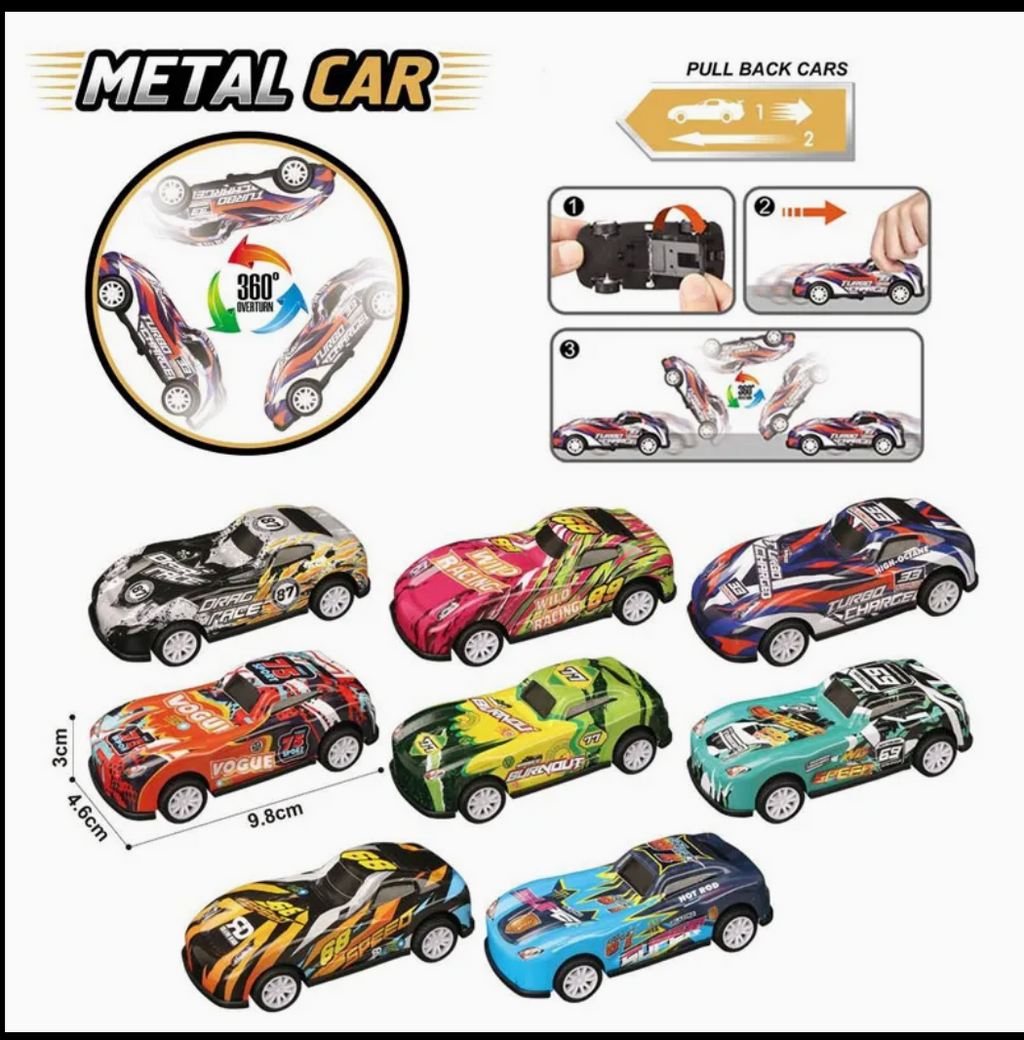 Set Of 8 Pull-Back Toy Car