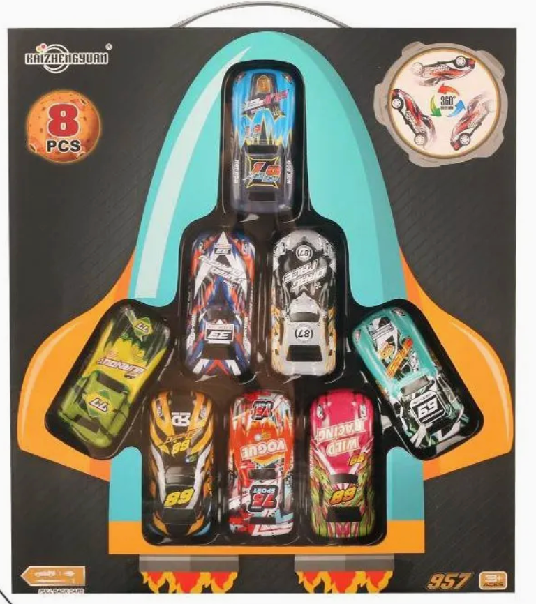 Set Of 8 Pull-Back Toy Car