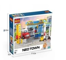 Cogo Building Block Car Service Station Playset with Vehicle