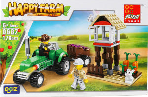 Happy Farm With A Tractor And A Rabbit Barn