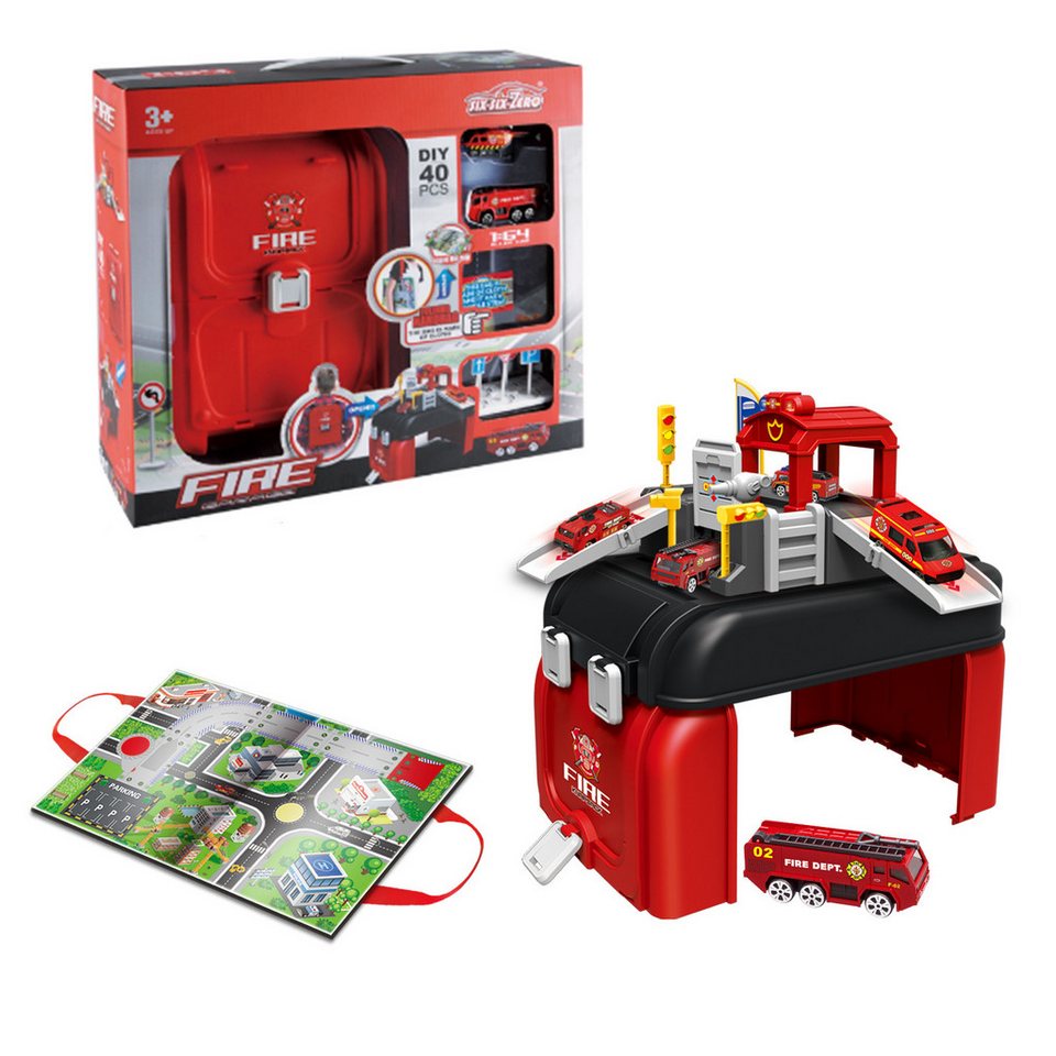 Fire Truck Parking Lot and Backpack Playset