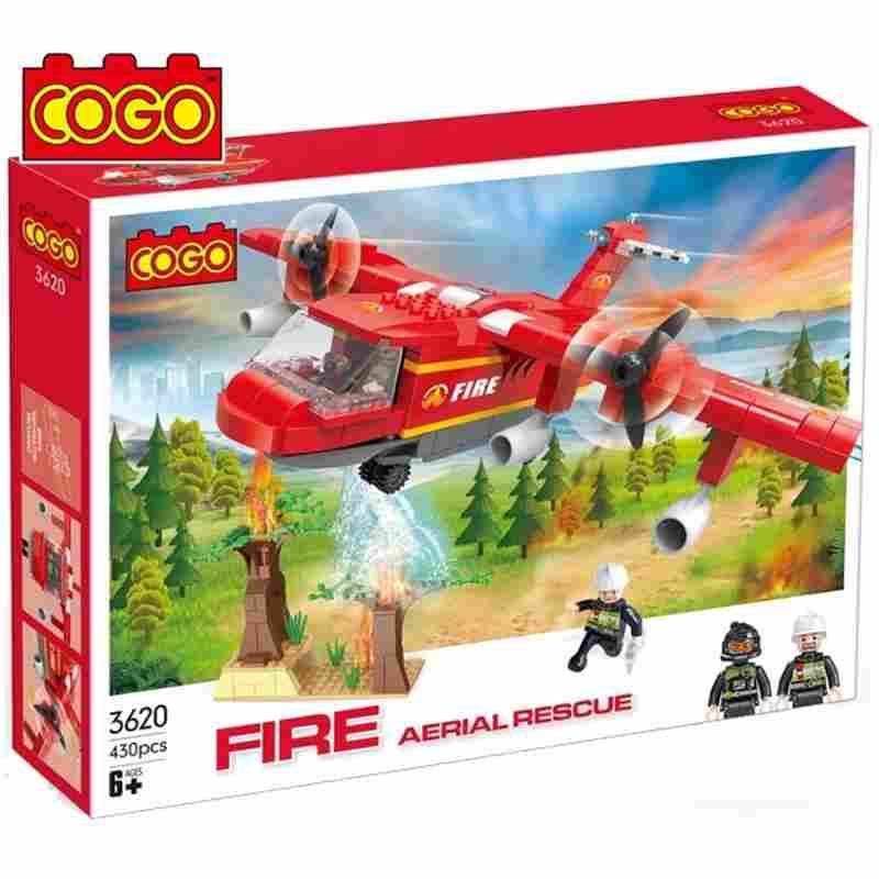 Cogo Fire Airplane Rescue Building Block Set
