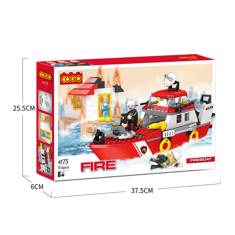 Cogo Fire Boat Building Block Set