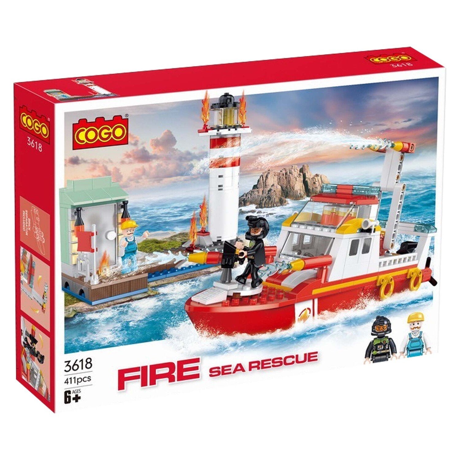 Cogo Fire Sea Rescue Building Block Set