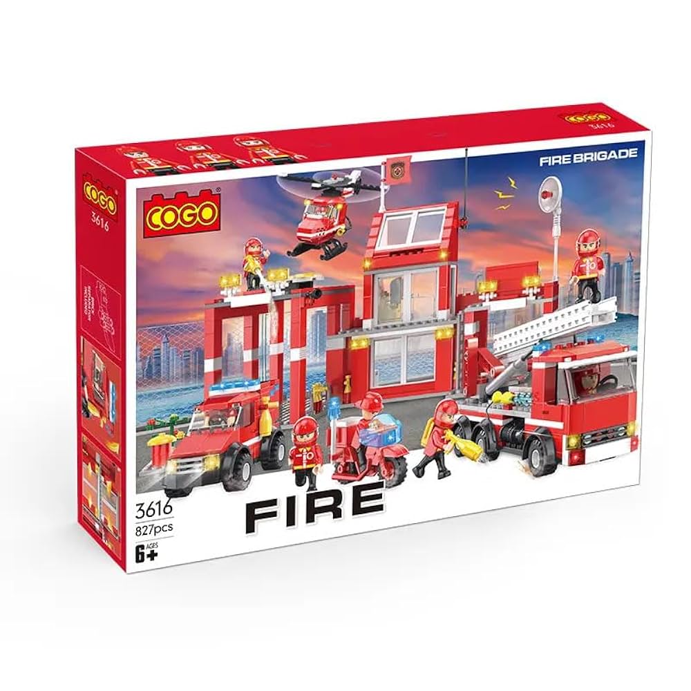 Cogo Fire Station Building Block Set