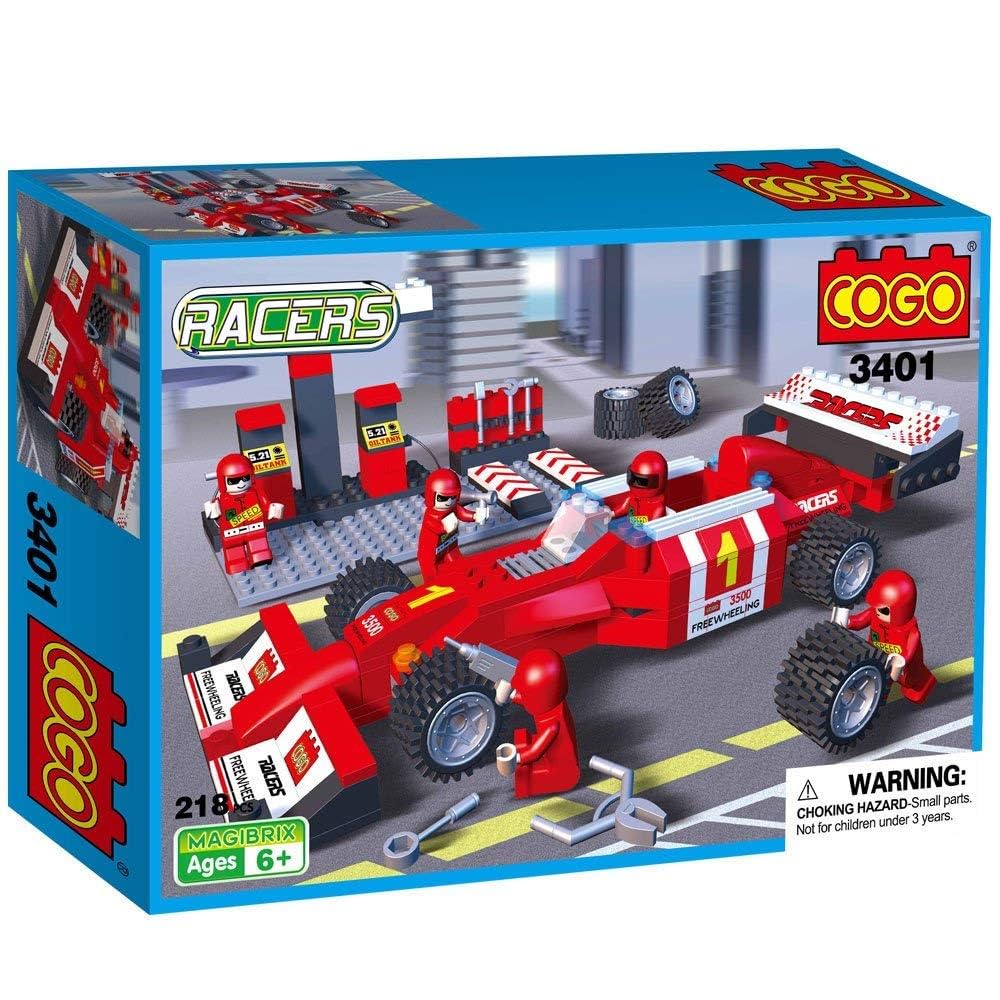 Car with Fuel Station Building  Block Set