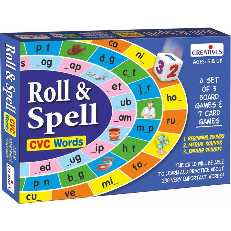 Roll & Spell CVC Words Board Game