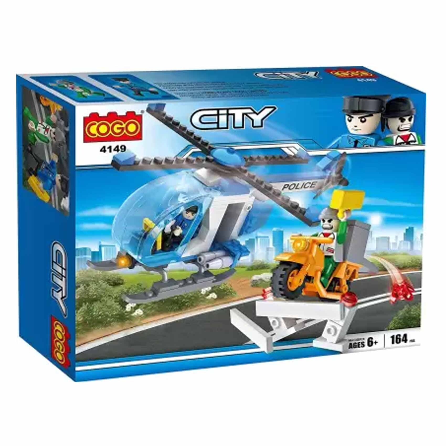 COGO City Police Helicopter Building Block Set