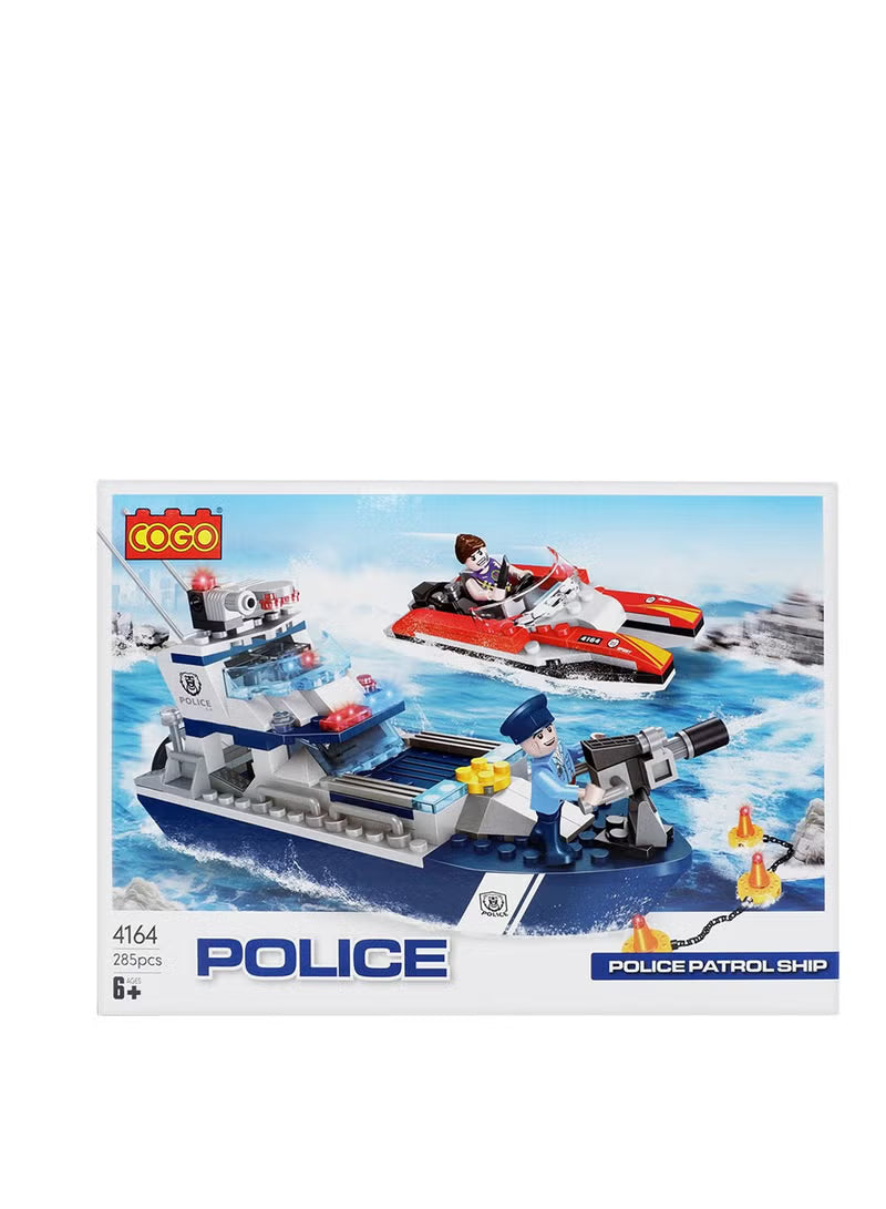 Cogo Police Patrol Ship Building Block Set