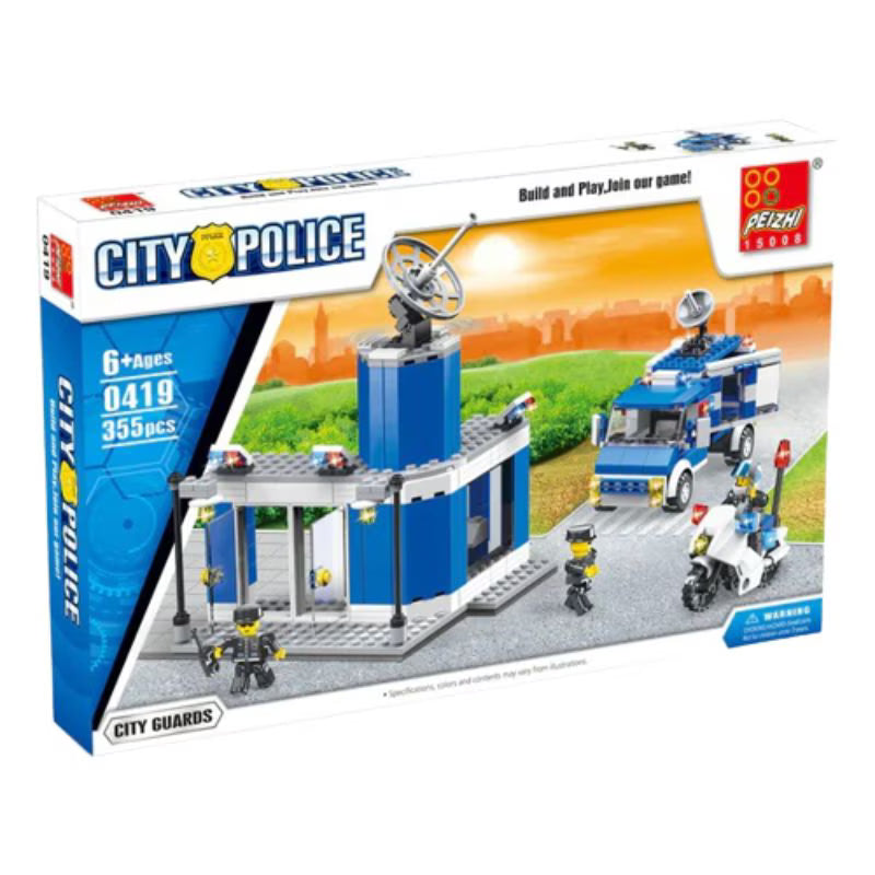 City Police Station With Police Car And Motorcycle Building Block Series
