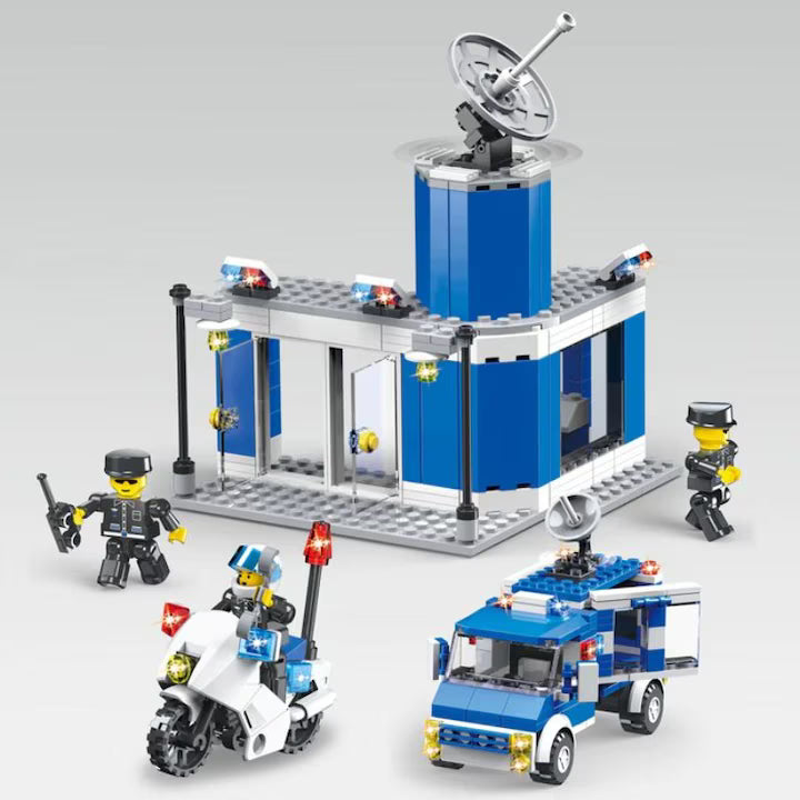 City Police Station With Police Car And Motorcycle Building Block Series