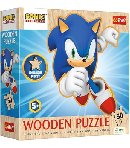 50 Pieces Trefl Wooden Puzzle featuring the character Sonic the Hedgehog